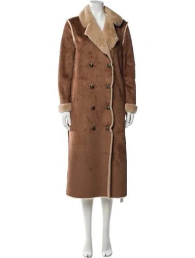 Pre-owned L'agence Faux Fur Coat In Brown