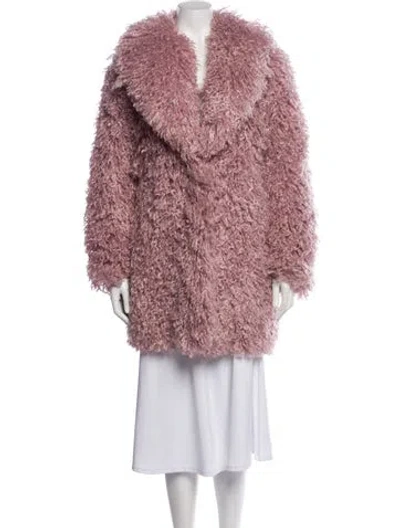 Pre-owned L'agence Faux Fur Coat In Pink