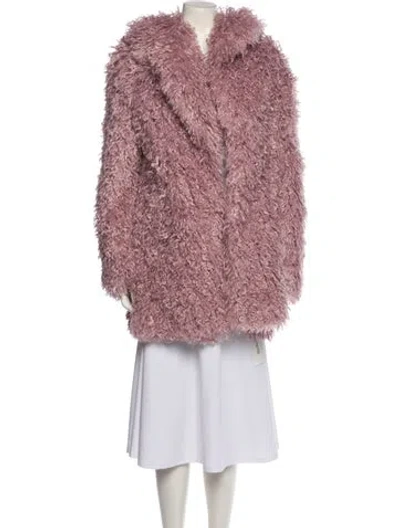 Pre-owned L'agence Faux Fur Faux Fur Coat In Pink