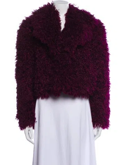 Pre-owned L'agence Faux Fur Faux Fur Jacket In Burgundy