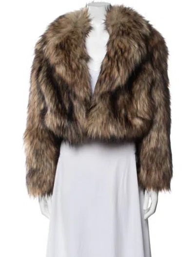 Pre-owned L'agence Faux Fur Jacket In Brown