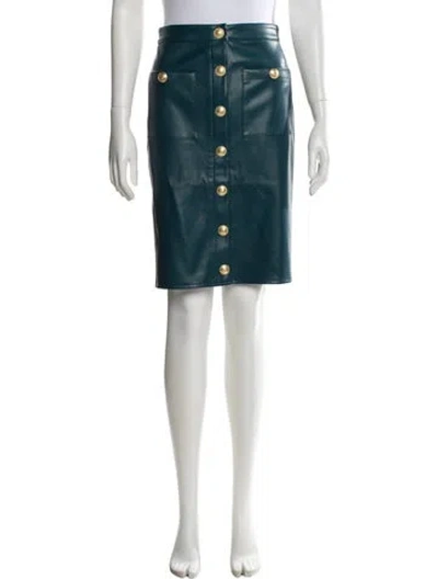 Pre-owned L'agence Faux Leather Knee-length Skirt In Blue