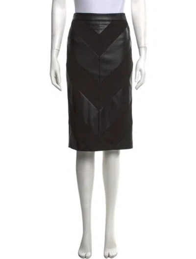 Pre-owned L'agence Faux Leather Midi Length Skirt In Black
