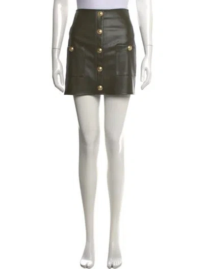 Pre-owned L'agence Faux Leather Mini Skirt In Green