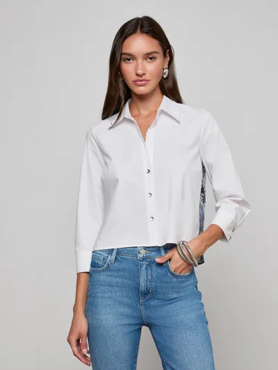 L'agence Fawn Panther Print Shirt In White