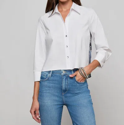 L'agence Fawn Scarf Blouse In Ivory Floral Panther In Multi