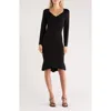L'agence Felizia Long Sleeve Knit Dress In Black