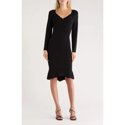 L'agence Felizia Long Sleeve Knit Dress In Black