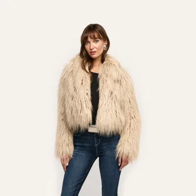 L'agence Fenella Faux Fur Coat In Biscuit