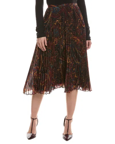 L'agence Fernanda Pleated Midi Skirt In Multi