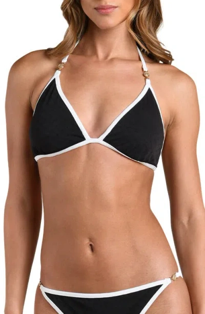 L'agence Fine Line Triangle Bikini Top In Black