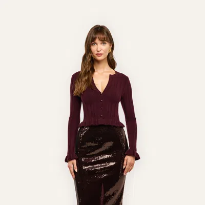 L'agence Finian Cardigan Top In Dark Syrah/gold