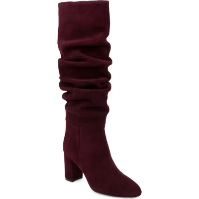L'agence Fletcher Lace Knee High Boot In Burgundy Suede