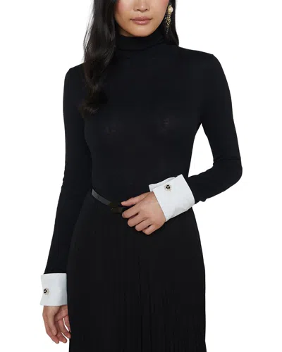 L'agence Flora Poplin Cuff Sweater In Black