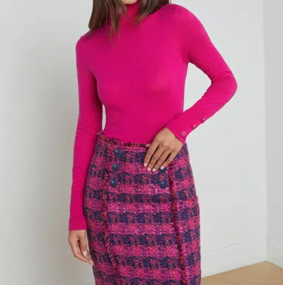 L'agence Flora Turtle Neck Sweater In Pink In Multi
