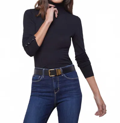 L'agence Flora Turtleneck Sweater In Black In Blue