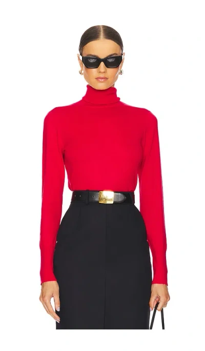 L'agence Flora Turtleneck Top In Lava Red & Gold