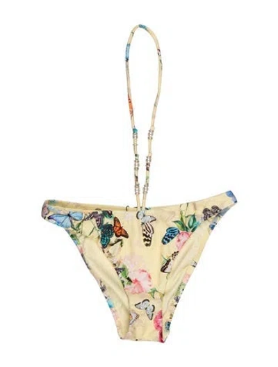 Pre-owned L'agence Floral Print Beaded Accents Bottoms W/ Tags In Yellow