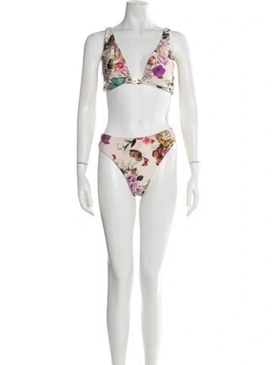 Pre-owned L'agence Floral Print Bikini W/ Tags In Neutrals