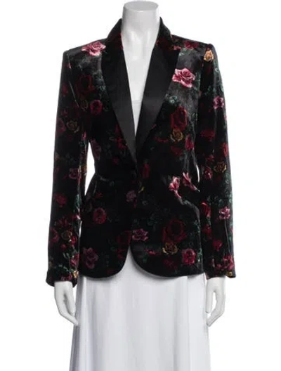 Pre-owned L'agence Floral Print Blazer In Black