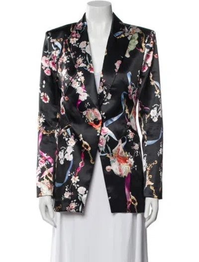 Pre-owned L'agence Floral Print Blazer In Black