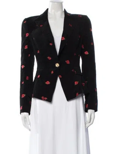 Pre-owned L'agence Floral Print Blazer In Black
