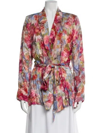Pre-owned L'agence Floral Print Blazer In Pink