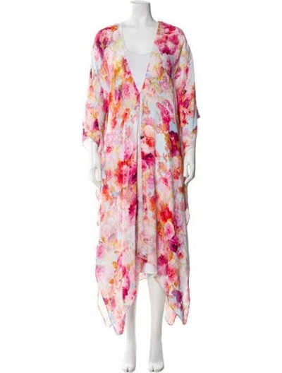 Pre-owned L'agence Floral Print Coat In Pink