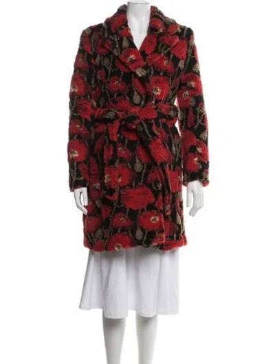 Pre-owned L'agence Floral Print Coat In Red