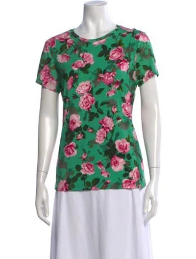 Pre-owned L'agence Floral Print Crew Neck Top In Green