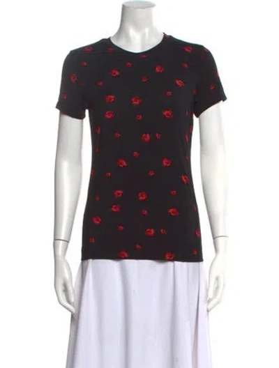 Pre-owned L'agence Floral Print Crew Neck T-shirt In Black