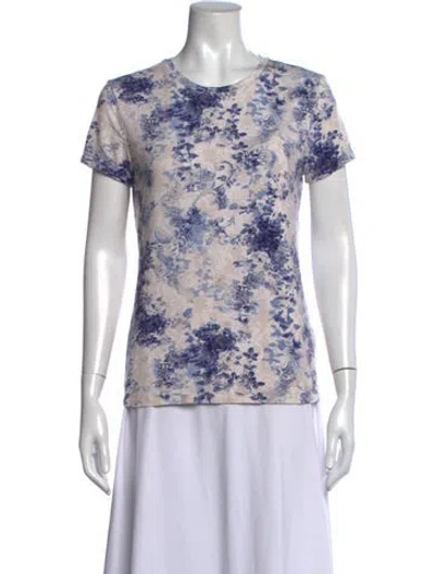 Pre-owned L'agence Floral Print Crew Neck T-shirt In Black/neutrals