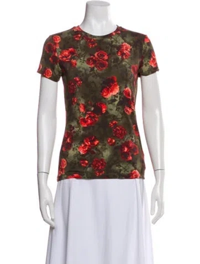 Pre-owned L'agence Floral Print Crew Neck T-shirt In Blue