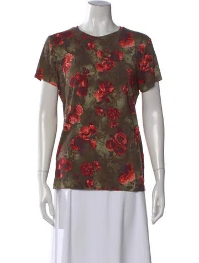 Pre-owned L'agence Floral Print Crew Neck T-shirt In Blue