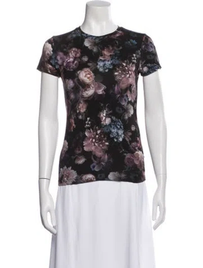 Pre-owned L'agence Floral Print Crew Neck T-shirt In Multi
