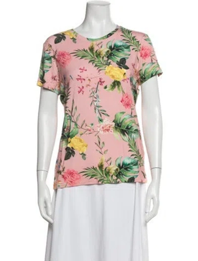 Pre-owned L'agence Floral Print Crew Neck T-shirt In Multi