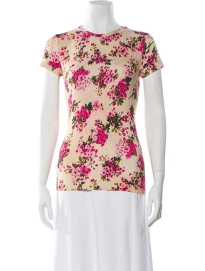 Pre-owned L'agence Floral Print Crew Neck T-shirt In Neutral