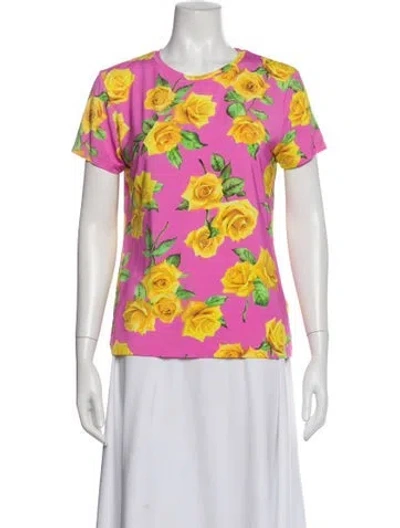 Pre-owned L'agence Floral Print Crew Neck T-shirt In Pink