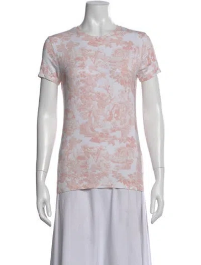 Pre-owned L'agence Floral Print Crew Neck T-shirt In Pink