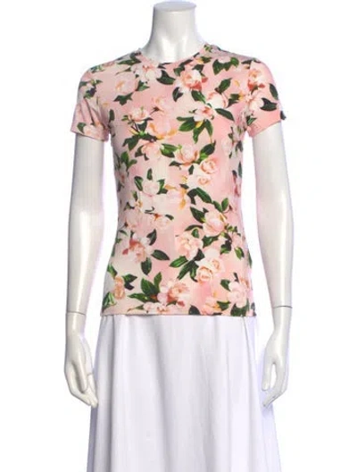 Pre-owned L'agence Floral Print Crew Neck T-shirt W/ Tags In Neutrals