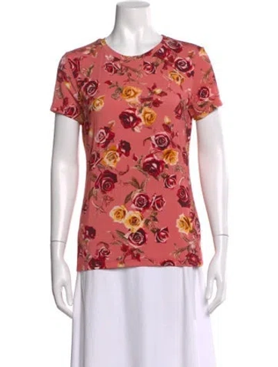 Pre-owned L'agence Floral Print Crew Neck T-shirt W/ Tags In Pink