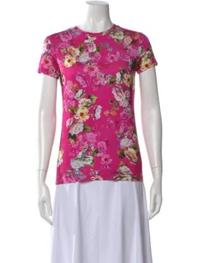 Pre-owned L'agence Floral Print Crew Neck T-shirt W/ Tags In Pink