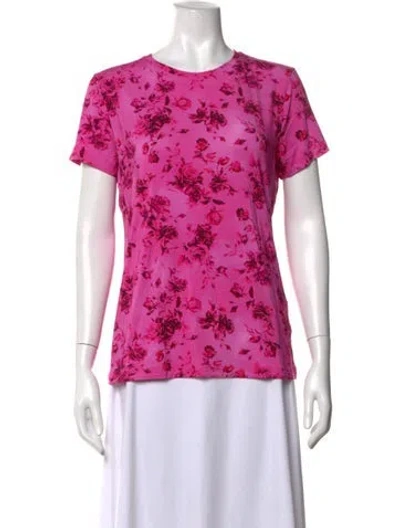 Pre-owned L'agence Floral Print Crew Neck T-shirt W/ Tags In Pink