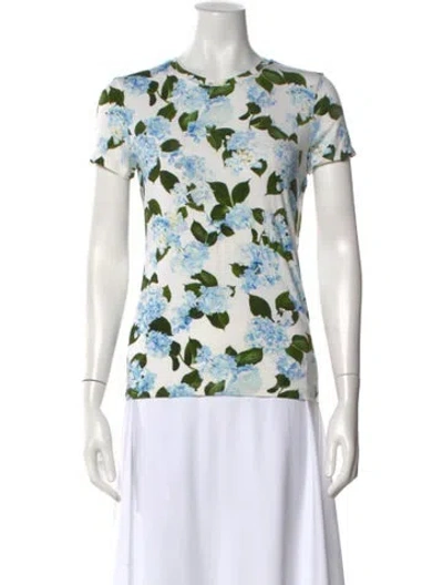 Pre-owned L'agence Floral Print Crew Neck T-shirt W/ Tags In White