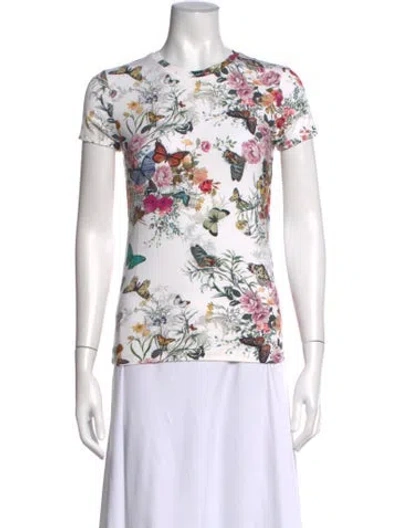 Pre-owned L'agence Floral Print Crew Neck T-shirt W/ Tags In White