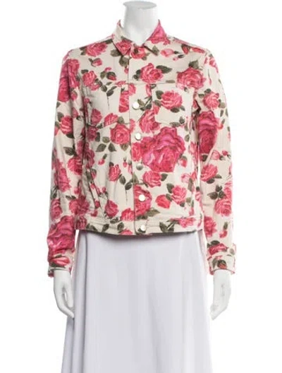 Pre-owned L'agence Floral Print Denim Jacket In Neutrals