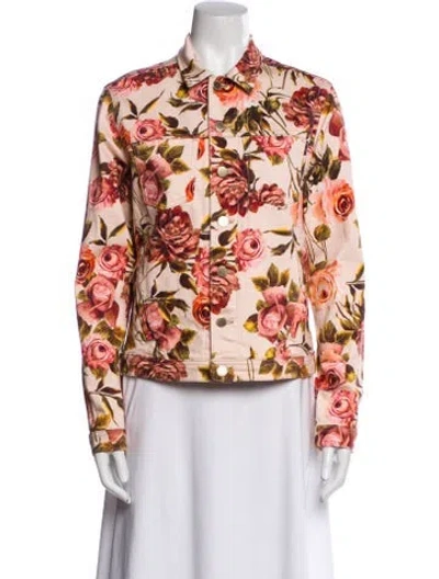 Pre-owned L'agence Floral Print Denim Jacket W/ Tags In Pink