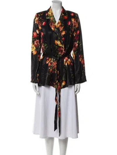 Pre-owned L'agence Floral Print Evening Jacket In Black