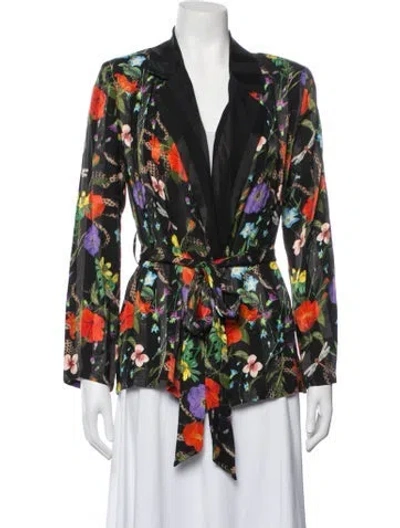 Pre-owned L'agence Floral Print Jacket In Black