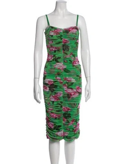 Pre-owned L'agence Floral Print Knee-length Dress W/ Tags In Green